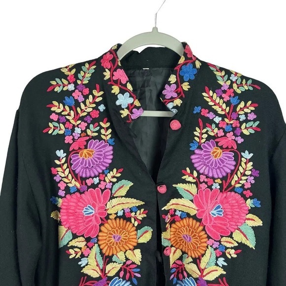 Vintage Woolen Floral Embroidered Jacket - Picture 2 of 13